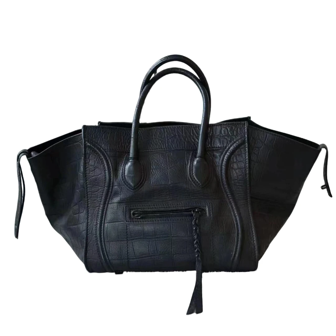95新 Celine/思琳 安洁利 鳄压纹笑脸包 幻影 手提包