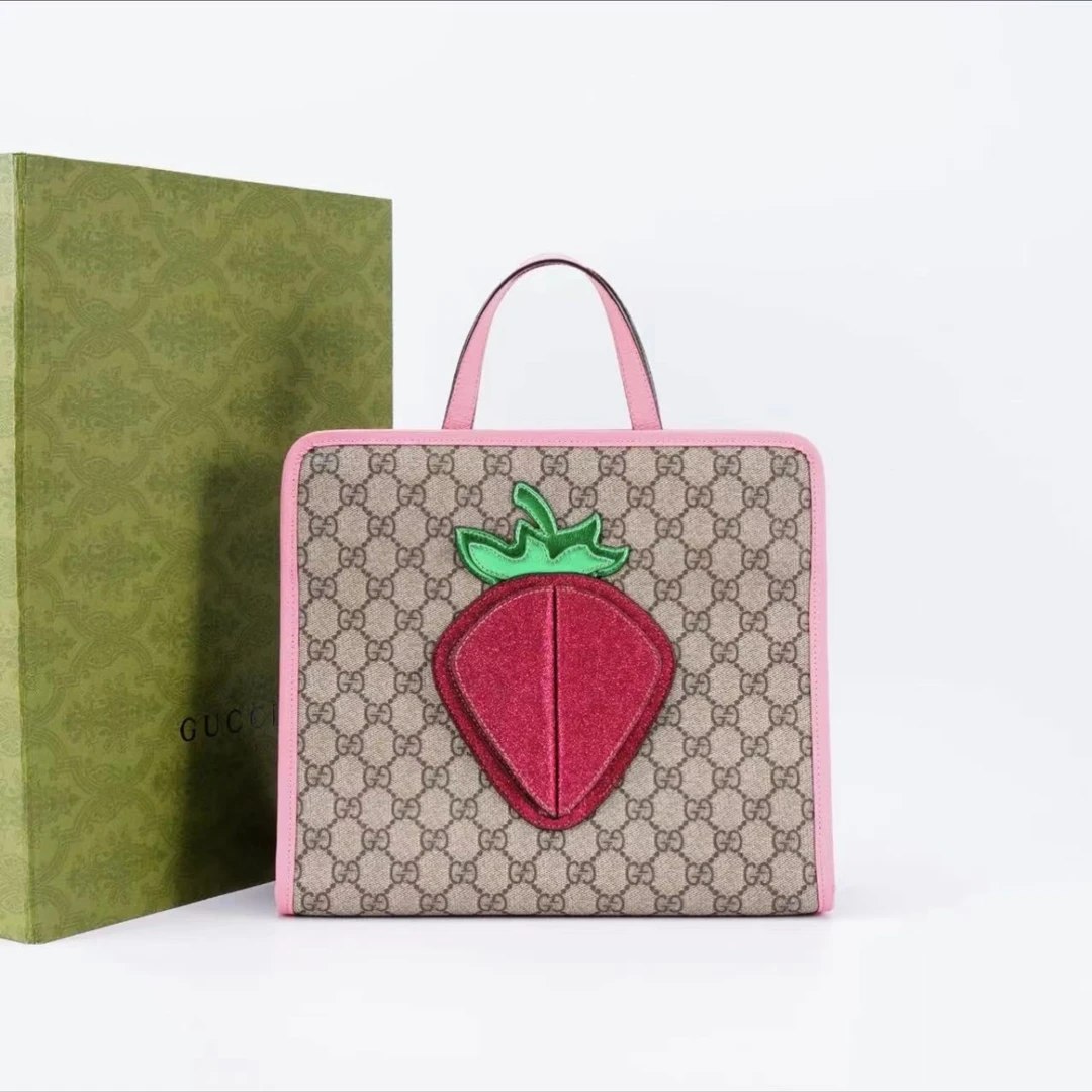 99新 GUCCI/古驰 安洁利Gucci古驰小草莓儿童包托特手提包ZB00635