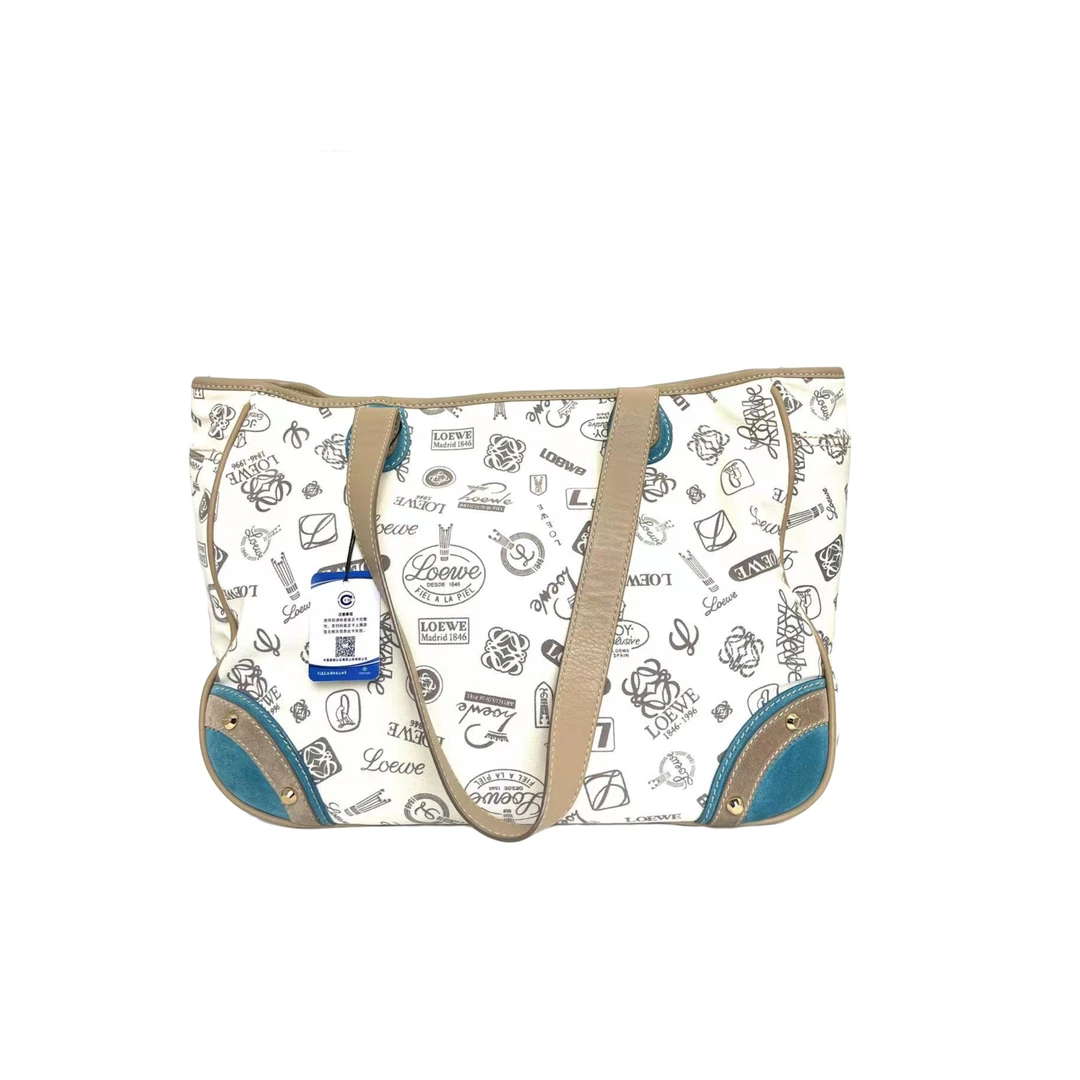 95新 LOEWE/罗意威 安洁利Loewe罗意威帆布涂鸦托特包女士ZB00871