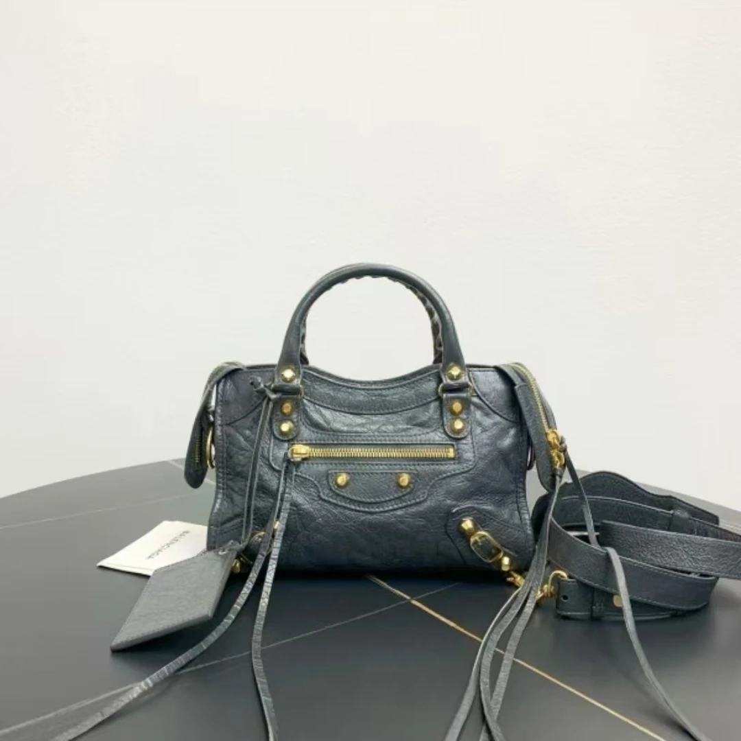 95新 Balenciaga/巴黎世家 安洁利 巴黎世家小号灰色机车包