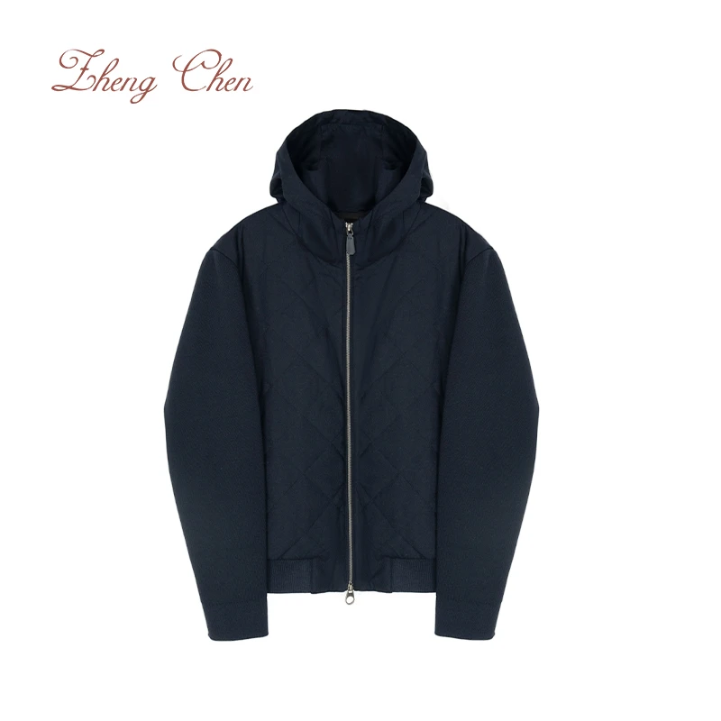 羊毛混纺针织拼接夹棉Ampay夹克 PC-K96162