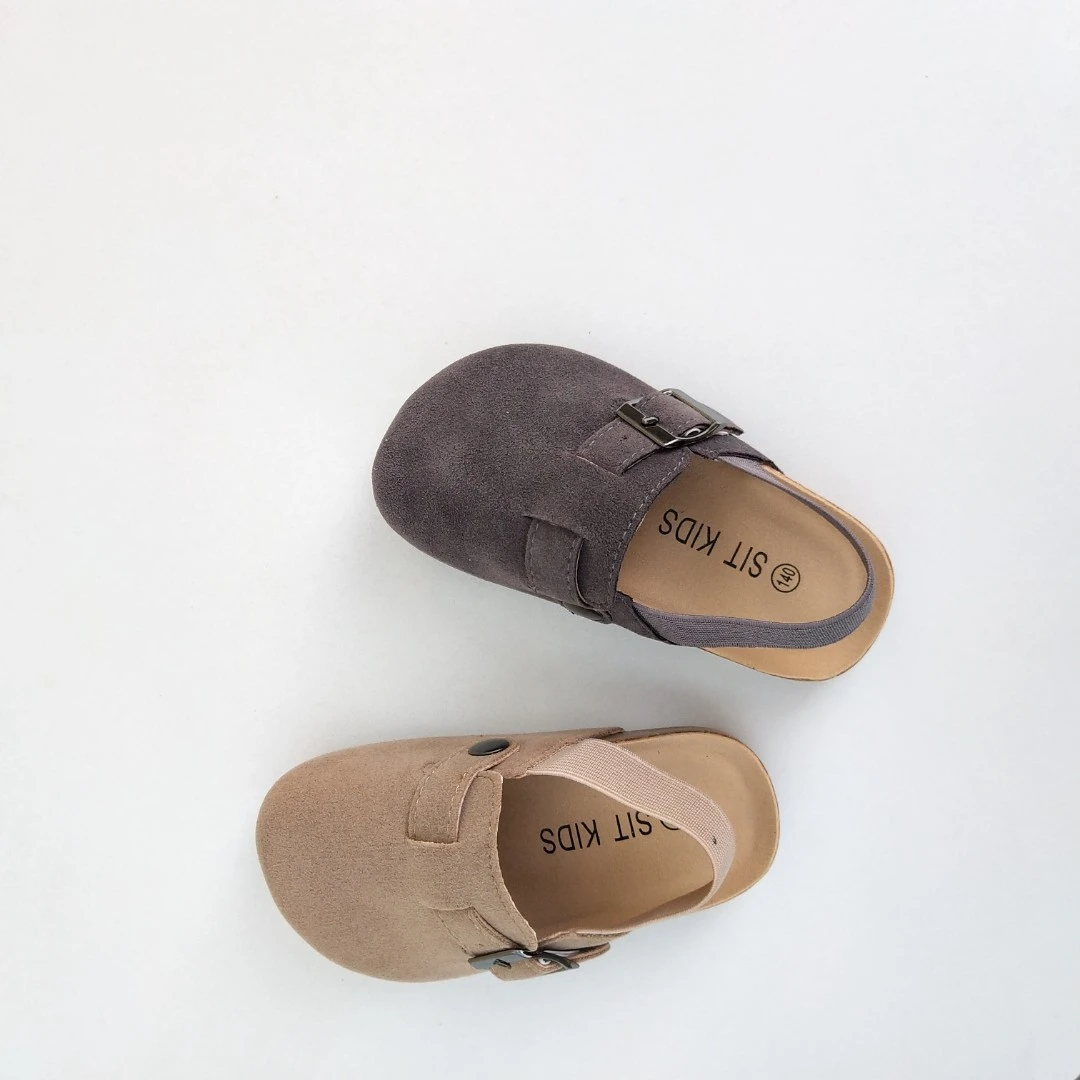 秋季韩版男女百搭勃肯鞋儿童平底包头凉拖鞋木槺底包头鞋大头童鞋