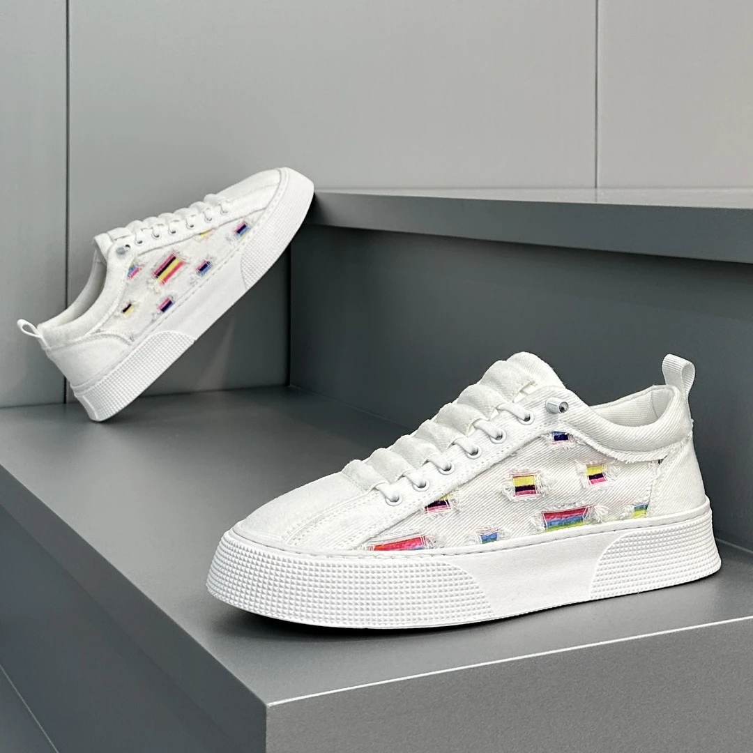 男士潮鞋夏季新款透气布面潮流板鞋一脚蹬舒适软底休闲鞋时尚男鞋