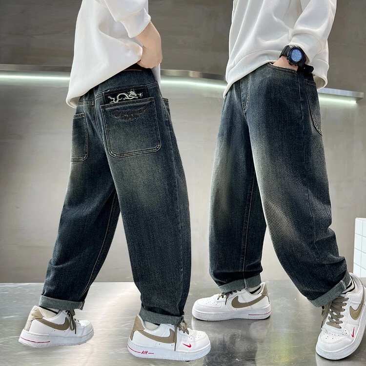 男童弹力软牛仔裤2024新款秋季儿童裤子中大童装男孩春秋款长裤潮