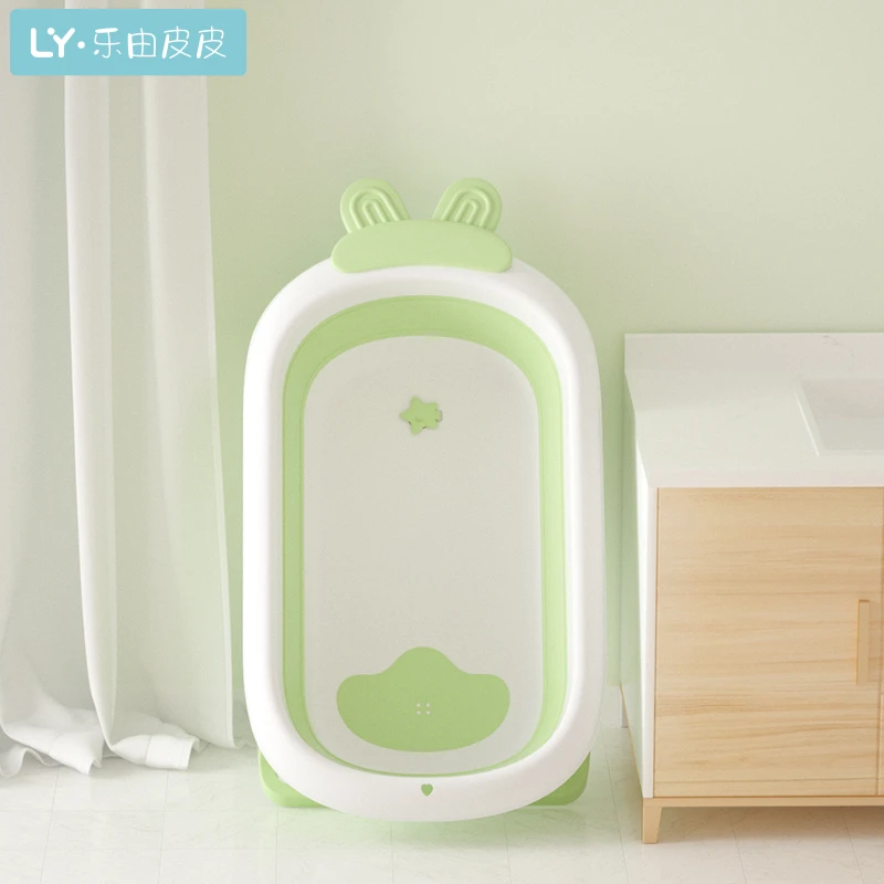 新款加大加厚萌兔折叠浴盆婴幼儿童洗澡新生儿折叠家用婴儿浴盆