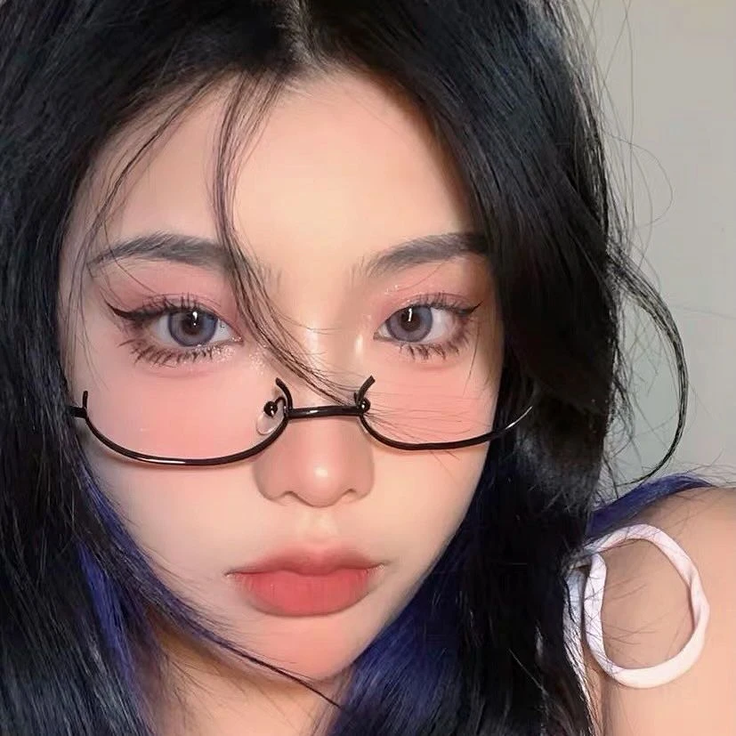 下半框眼镜框二次元日系女装饰网红同款ins凹造型cos动漫软妹萌妹