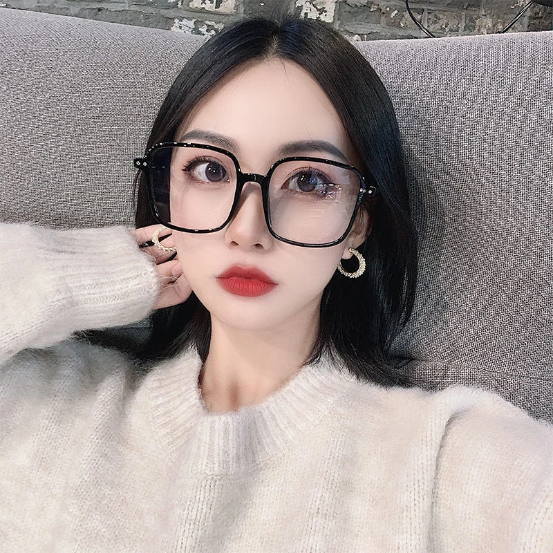 防辐射抗蓝光黑框眼镜女大脸网红无度数素颜装饰大框韩版潮平光镜