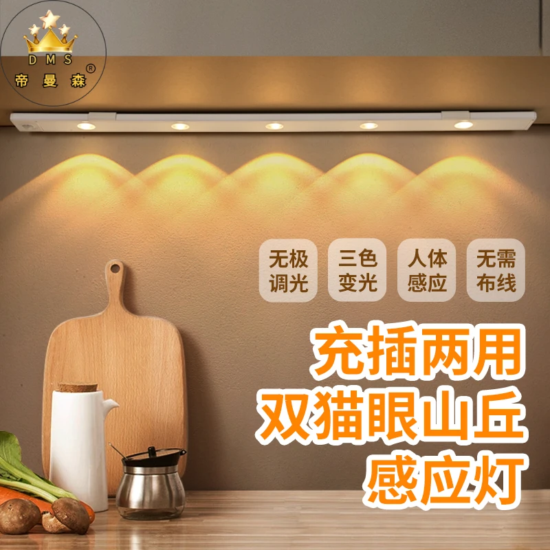 帝曼森新款双眼皮双层波纹射灯无线家用客餐厅酒柜橱柜感应灯带