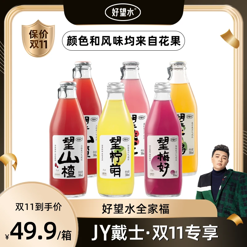 【JY首战双11】好望水果汁气泡水饮料300ml*6营养工艺【达】