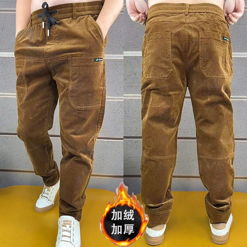百搭秋冬爆款2023六兜条绒休闲长裤宽松男小脚裤子加绒加厚潮流百