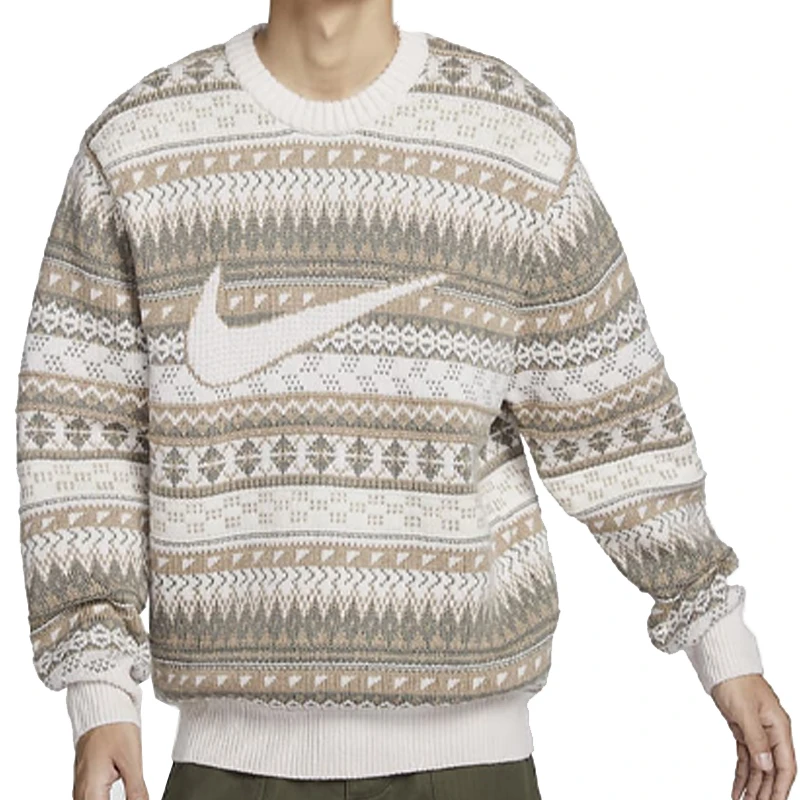 NIKE耐克男子 FAIR ISLE CREW SWEATER人造毛绒套头衫FZ0126-105