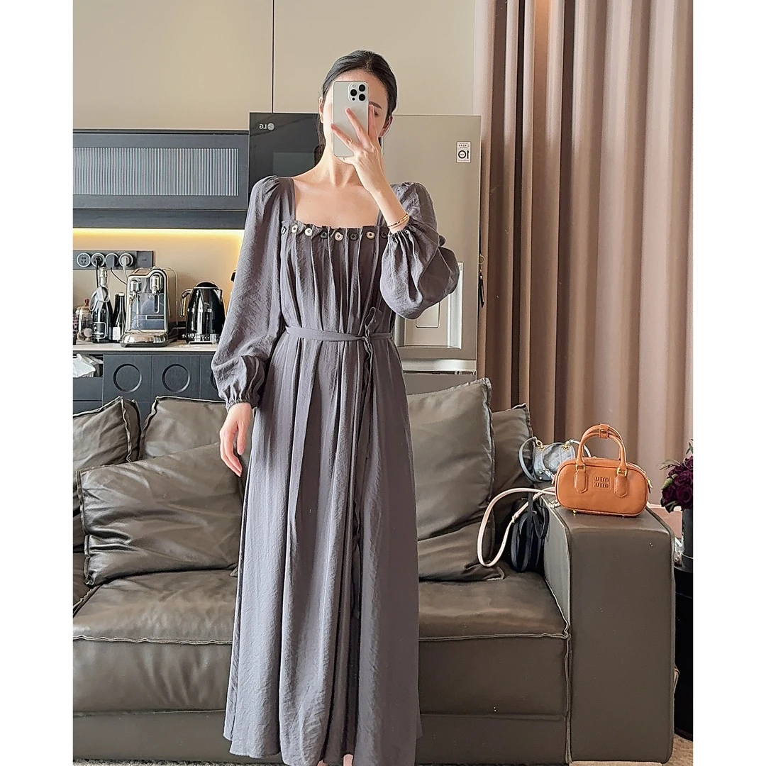 Zwinnie/詹维尼【钮扣连衣裙】方领少女气质款连衣裙 GYS202468