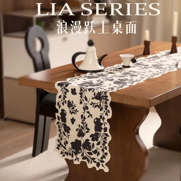 美式复古桌旗异形轻奢高端高级感茶几桌布防水防油长条餐桌桌旗布