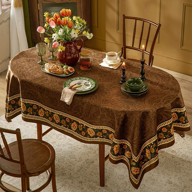 美式氛围感复古客厅餐桌台布防水防尘布茶几桌布轻奢高级感长方形