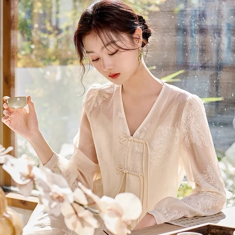 商场同品质白月光新中式国风女套装盘扣吊带裙连衣裙两件套装A021