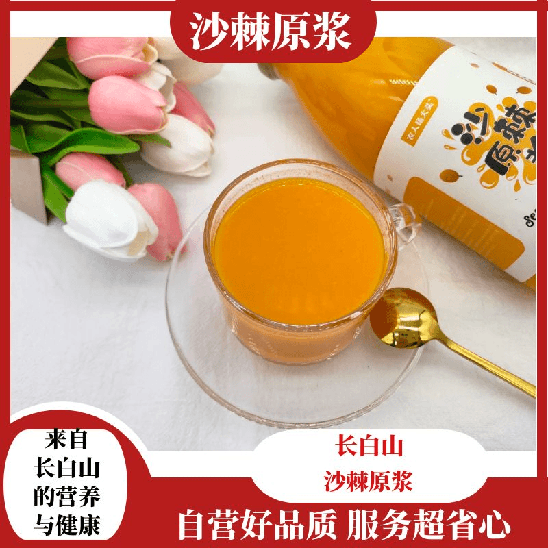 【补贴】沙棘原浆鲜果榨取瓶装食用  740ml*2瓶/盒*1盒