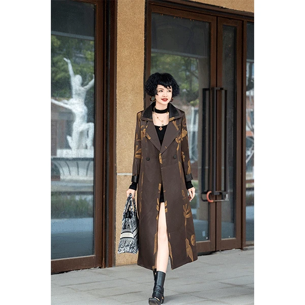 《总裁夫人》 72362-1  时尚长款设计师风衣外套