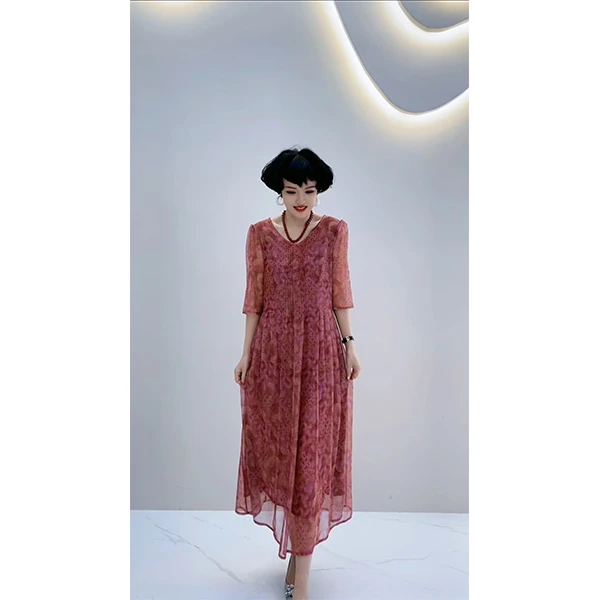 《第一香妃》KF001 菲姐时尚显瘦气质夏季优雅修身轻奢休闲连衣裙