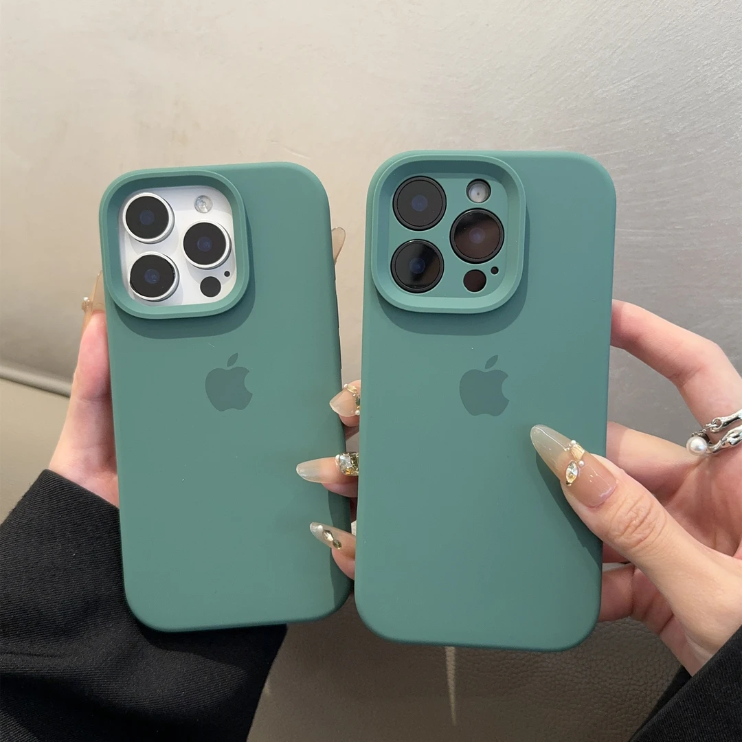 暗夜绿适用苹果16promax手机壳15液态硅胶iphone14简约13纯色1211
