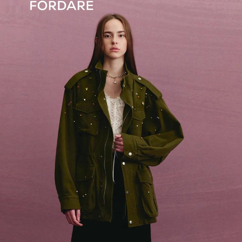 FORDARE24秋季新品 星星彩钻水洗工装外套