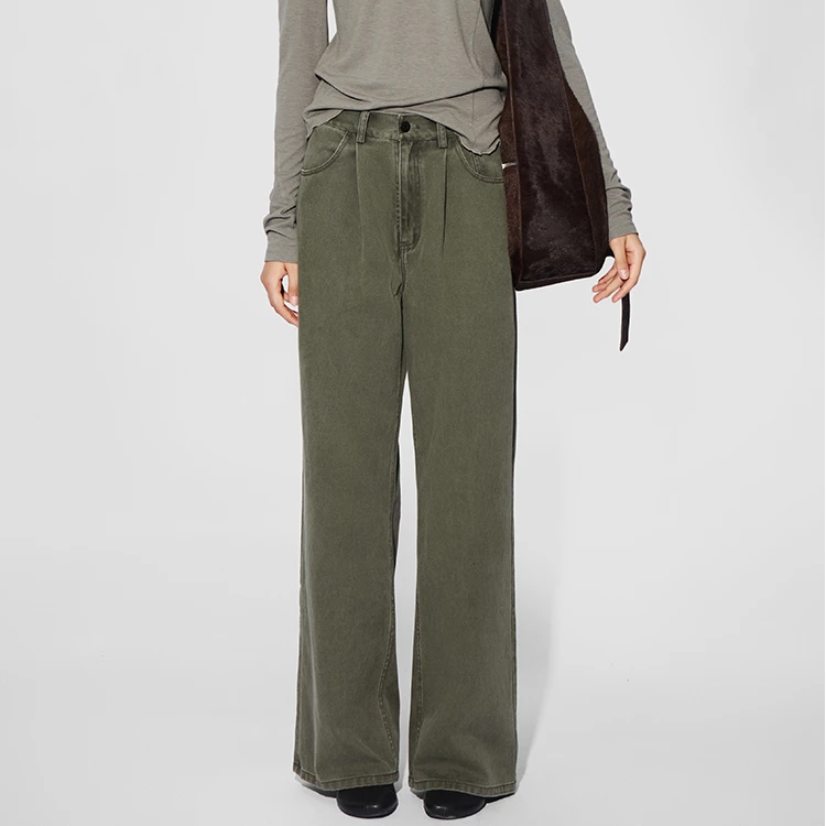 CPLUS SERIES设计师24新款水洗收褶直筒裤纯色百搭长裤