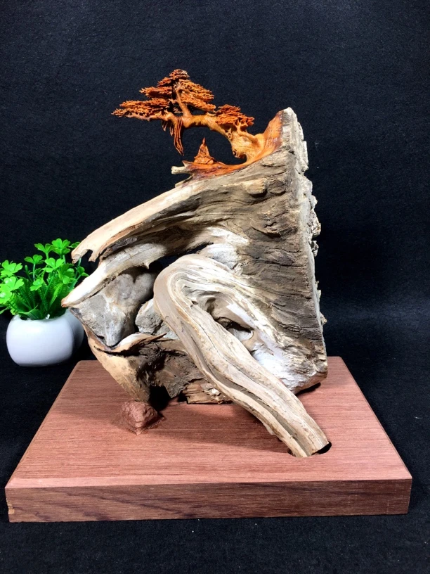 根包石白粉茬头料清刀木雕人物风景画纯手工雕刻根雕工艺品摆件