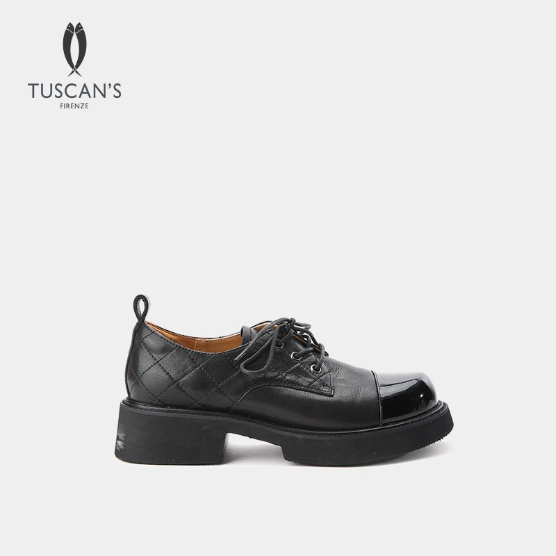 【轻奢】TUSCAN'S时代双鱼FW24牛皮漆皮菱形车线牛津鞋