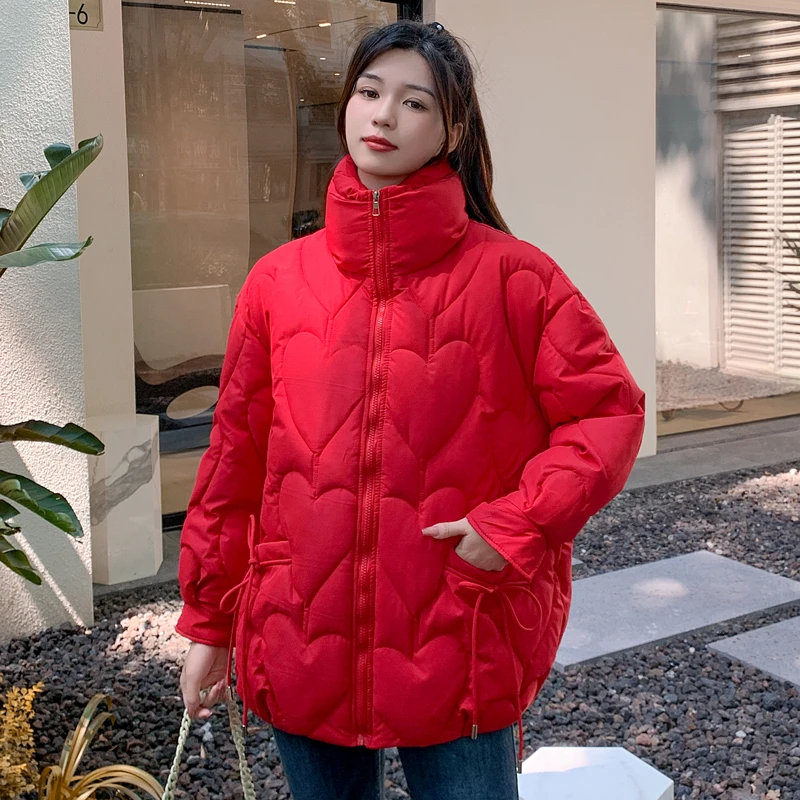 KT小店爱心加厚棉服贴身设计时尚保暖防皱耐磨透气柔软立领外套