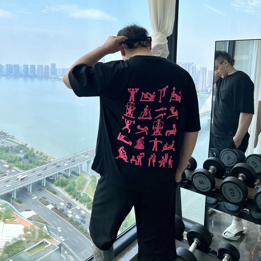 BXLT必须撸铁健身训练图标圆领宽松半袖男女同款