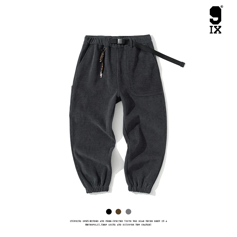 24冬季新款日系宽松灯芯绒工装束脚加绒装卫裤加厚休闲裤 PA-391