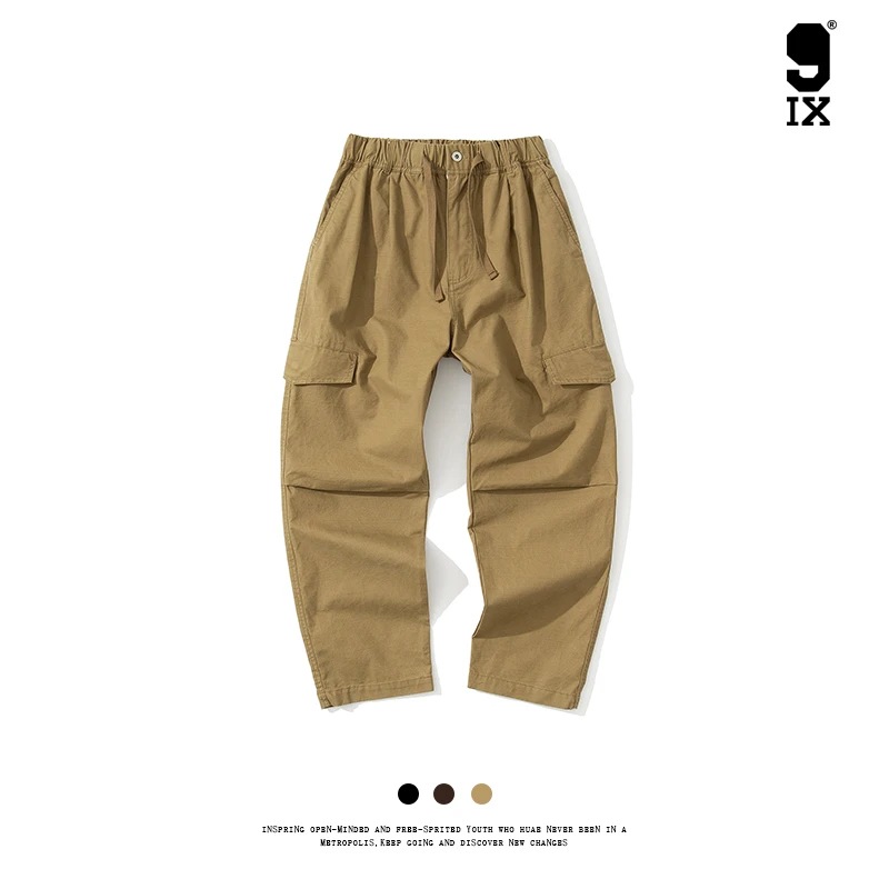 9IX蓝朋友/ 日系男士水洗工装长裤纯棉中筒宽松复古百搭裤 PE-528