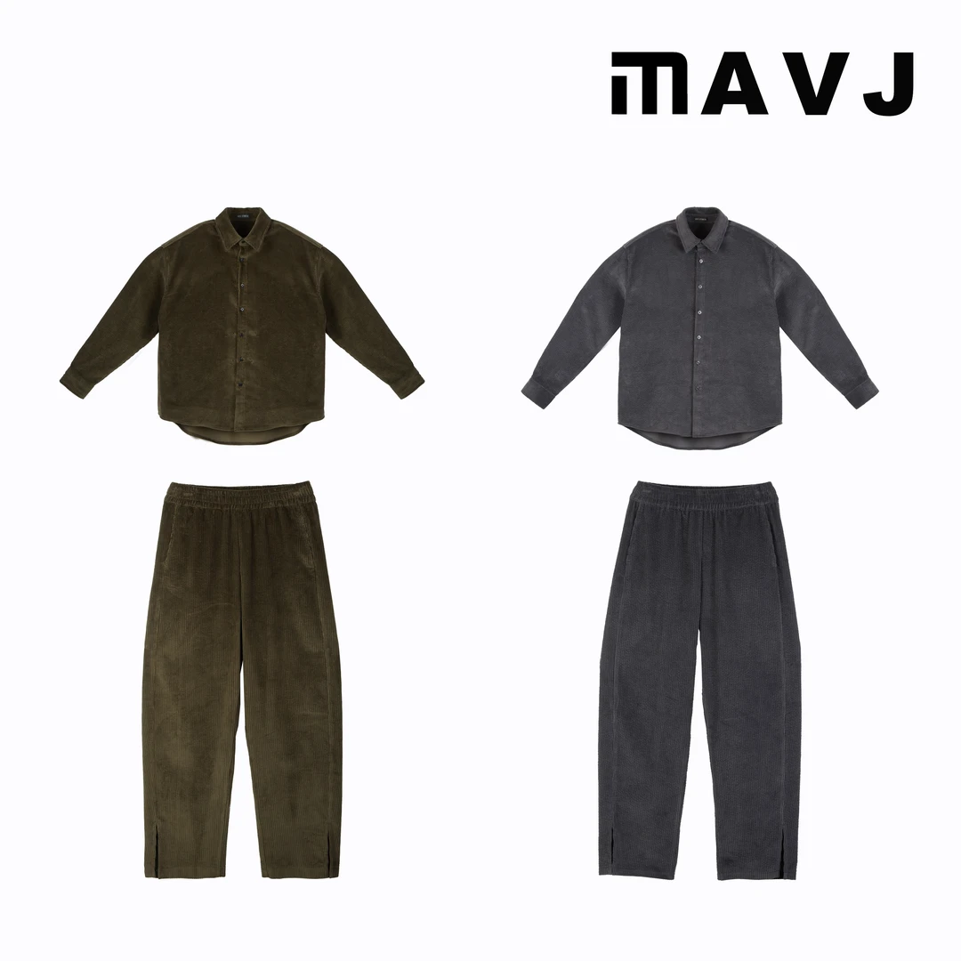 MAVJ 春季设计感暗条纹灯芯绒休闲套装TZ8676