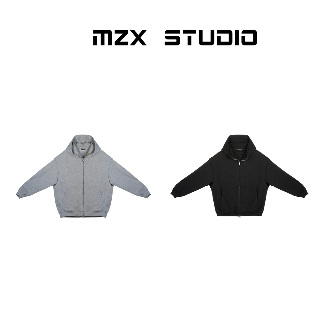 MZX 全棉纯色简约卫衣马甲两件套休闲套装TZ6217-F