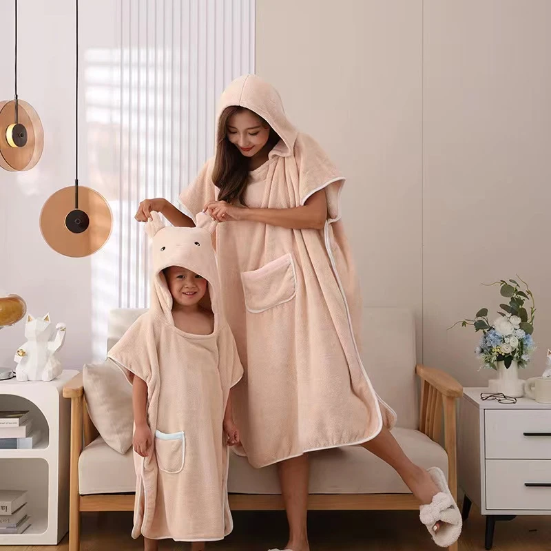 浴袍成人卡通可爱吸水连帽柔软宽松长款不掉毛洗澡浴巾加厚浴袍