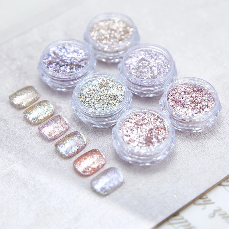 美甲云锦指甲钻璀璨偏光细闪粉梦幻碎钻素材粉彩色爆闪超闪微钻