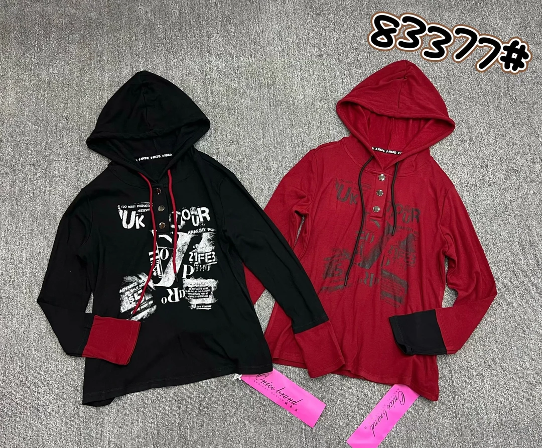 83377秋季时尚印花连帽卫衣