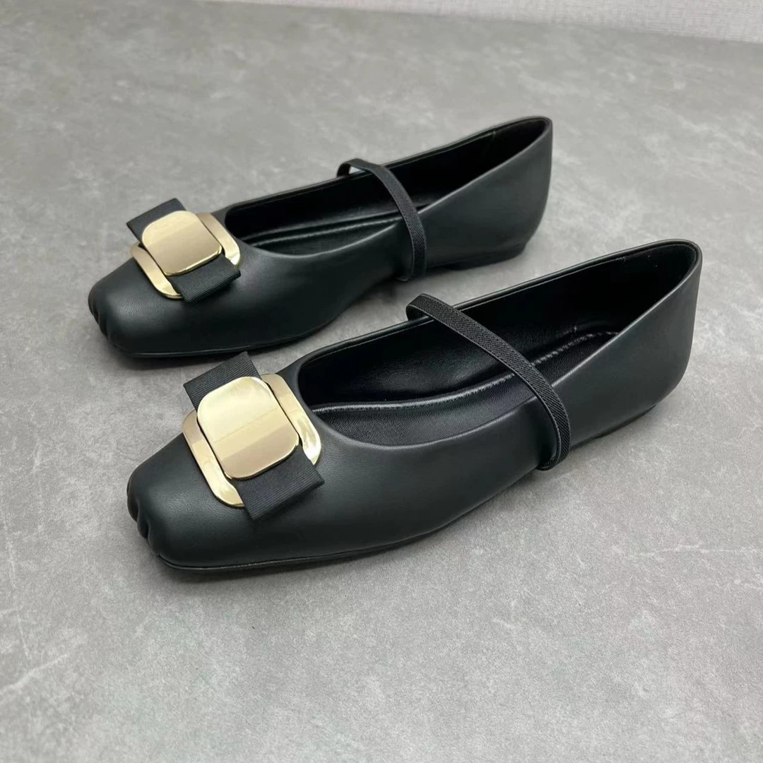 2024新款方头蝴蝶结玛丽珍鞋芭蕾舞鞋平底鞋休闲鞋女