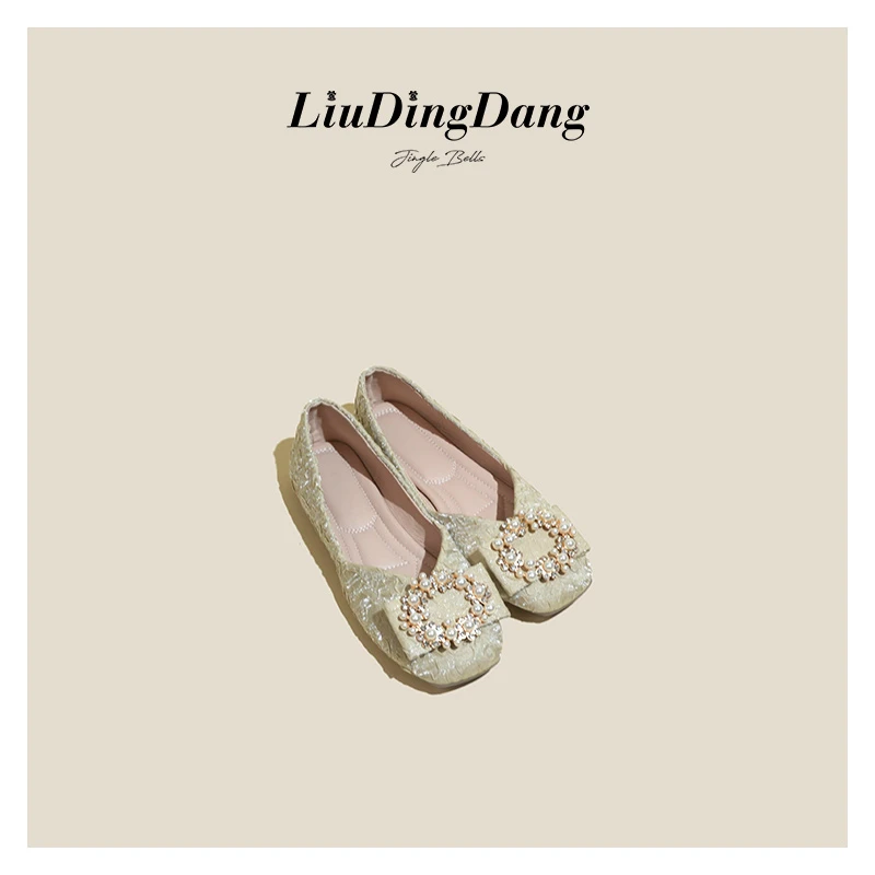 【刘叮咚女鞋】法式单鞋女2024新款气质仙女风浅口方头软平底软底鞋