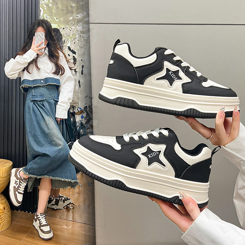 小白鞋女潮流时尚休闲鞋子2024春季新款小个子百搭休闲运动板鞋