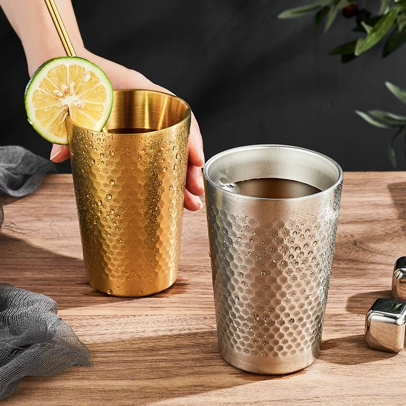 304不锈钢水杯加厚双层杯子咖啡杯啤酒杯茶杯随手杯饮料杯果汁杯