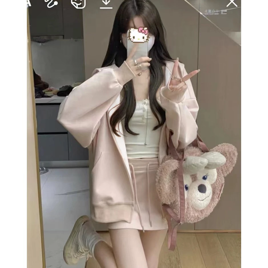 卫衣套装oversize外套女甜妹慵懒运动春季开衫休闲百搭小个子ins