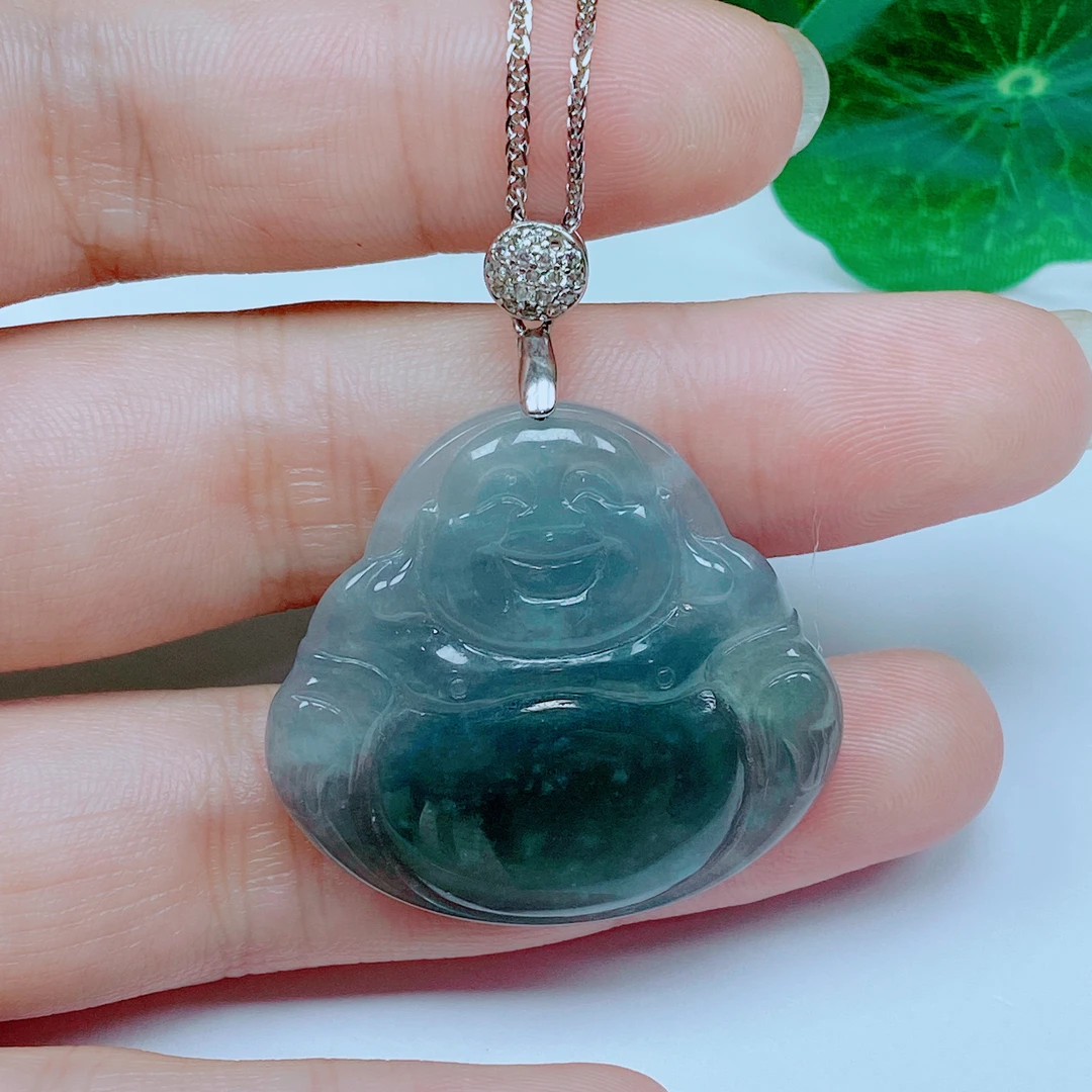 天然翡翠佛公吊坠