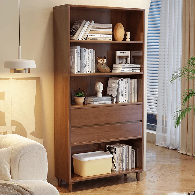 现代简约实木书柜家用书柜简易收纳柜落地书房客厅组合书橱置物架