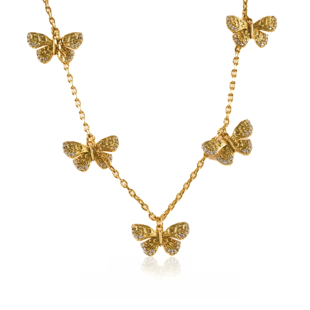 铜合金合成锆石项链 蝴蝶项链小众精致时尚气质B186