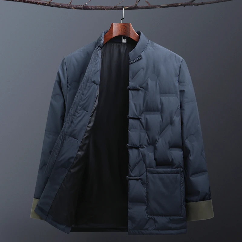 唐装男士冬季休闲保暖羽绒服新中式爸爸装复古盘扣棉袄中国风外套