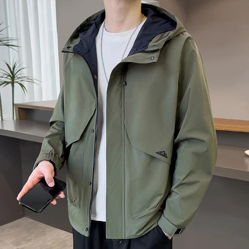 早秋装连帽外套男款春秋季2024新款潮牌户外男士休闲工装夹克男装