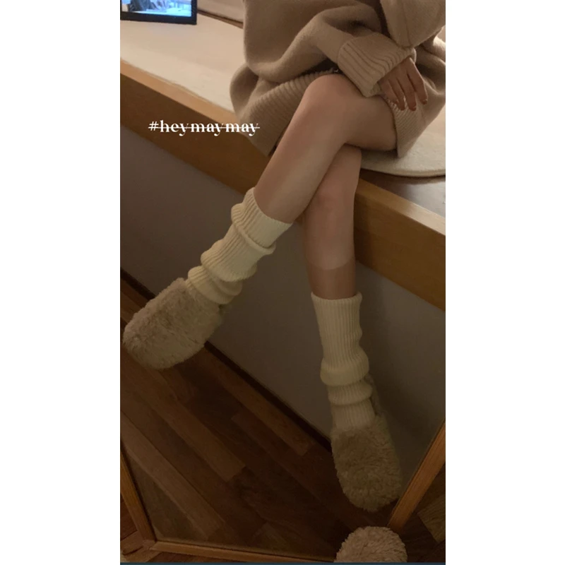 heymaymay ‘珍妮分妮’秋冬保暖中筒袜肯豆雪地靴堆堆袜针织袜套