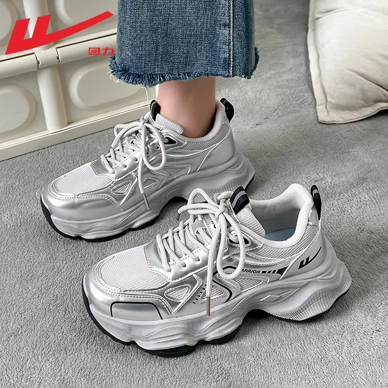 回力2025老爹鞋网红百搭夏季透气夏季学生厚底网面白鞋韩版秋季