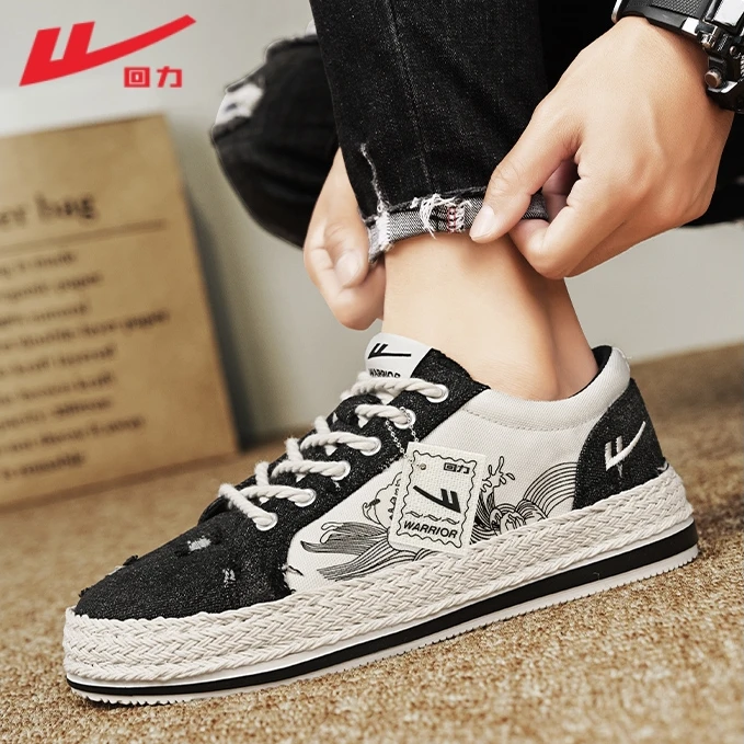 回力男鞋2025夏季新款懒人一脚蹬帆布鞋男款编织休闲鞋老北京布鞋