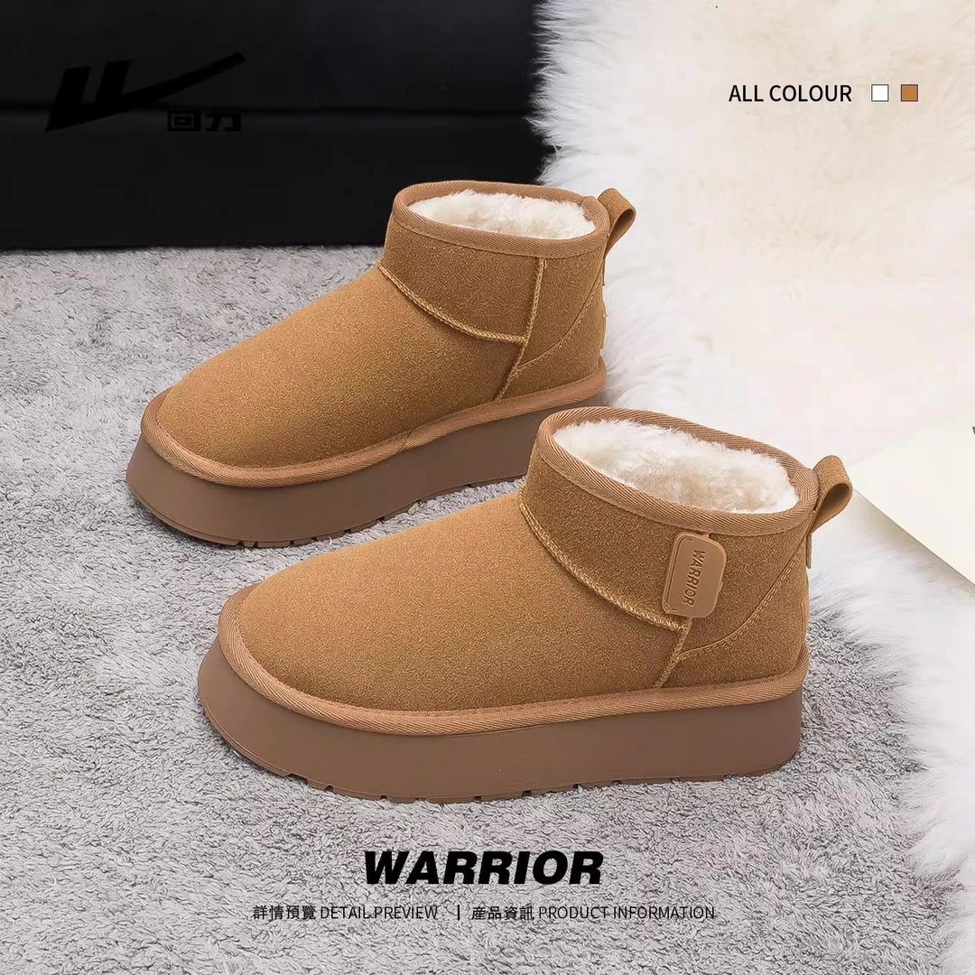 回力保暖棉鞋短靴子2024年新款冬季加绒加厚女款棉靴东北雪地靴女